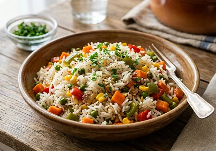 Recept za preukusnu posnu rižu sa povrćem (Đuveč stil)