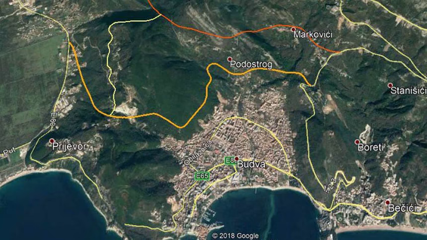 Trasa obilaznice oko Budve
