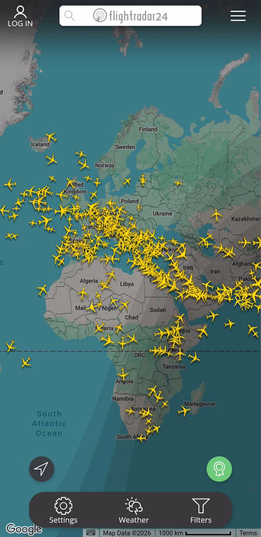 Foto: Screenshot/FlightRadar24